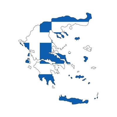 Greece map silhouette with flag on white background