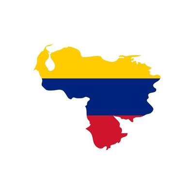 Venezuela map silhouette with flag on white background