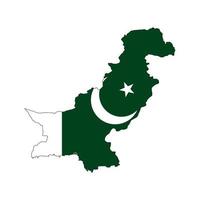Pakistán mapa silueta con bandera sobre fondo blanco. vector