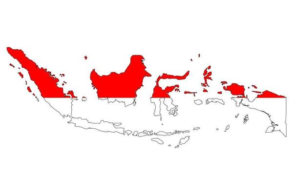 Indonesia map silhouette with flag on white background
