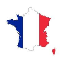 France map silhouette with flag on white background vector