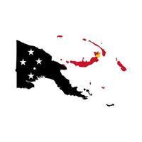 Bandera de Papua Nueva Guinea mapa silueta con bandera sobre fondo blanco. vector