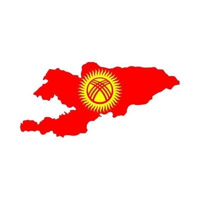 Kyrgyzstan map silhouette with flag on white background