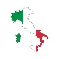 Italy map silhouette with flag on white background