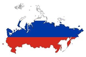 Rusia mapa silueta con bandera sobre fondo blanco. vector