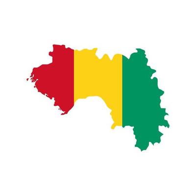 Guinea map silhouette with flag on white background