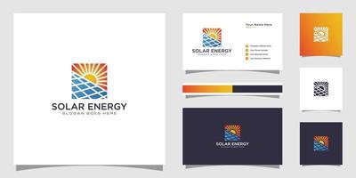 symbol sun solar energy logo design template and business card design vector