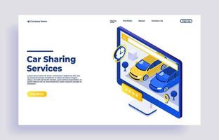 Landing page giant computer display with choose the perfect cars vector