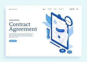 Ai robot character inspecting contract agreement isometric concept vector