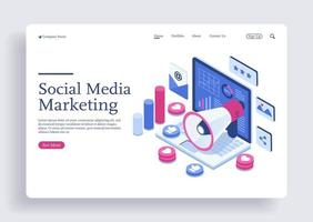 Online social media marketing isometric concept vector