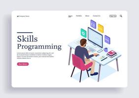 Modern flat design isometric concept of programming skills vector