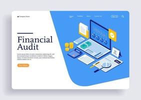 Online financial audit with documents for tax calculation vector