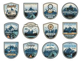 mountain logo set vector