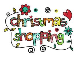 Christmas Shopping Hand Drawn Text Title Lettering vector