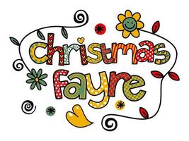 Christmas Fayre Hand Drawn Text Title Lettering vector