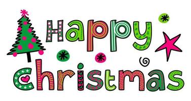 Happy Christmas Hand Drawn Text Title Lettering vector