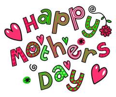 Happy Mothers Day Doodle Text Title Lettering vector