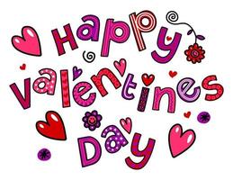 Happy Valentines Day Doodle Text Title Lettering vector