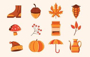 colección de iconos de mediados de otoño vector