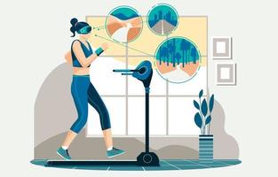 Virtual Reality Machine and Treadmill Concept vector