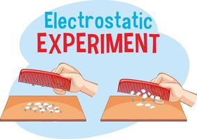 Experimento electrostático con peine y papel. vector