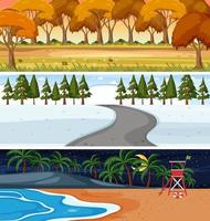 Set of different nature horizontal scenes vector