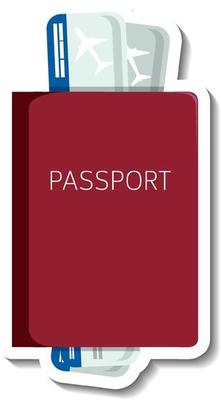 Passport with tickets cartoon sticker