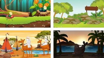 Four different nature horizontal scene vector