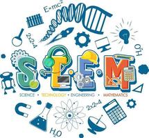 STEM education logo with icon ornament elements vector