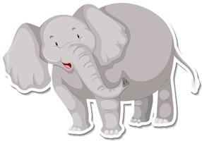 una plantilla de pegatina de personaje de dibujos animados de elefante vector