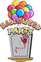 diseño de texto de fiesta de halloween con piedra grave vector