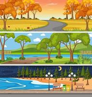 Conjunto de escenas horizontales de diferente naturaleza. vector