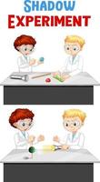 Shadow experiment with scientist kids cartoon character vector