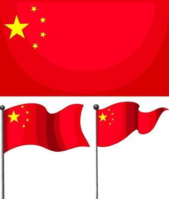 Flag of China in different shapes isolated