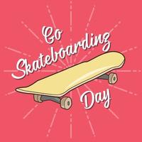 Go Skateboarding Day lettering font with a skateboard in cartoon style vector