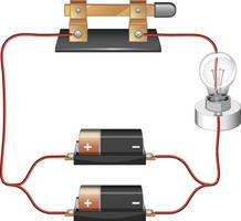 Circuit diagram with battery and lightbulb vector