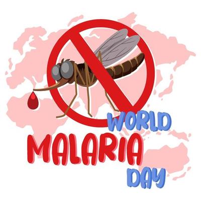 World Malaria Day font on world map background with a mosquito