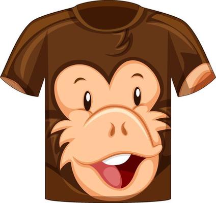 Front of t-shirt with face of monkey pattern