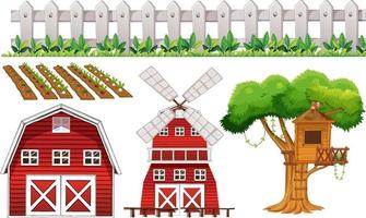 Farm element set isolated on white background vector