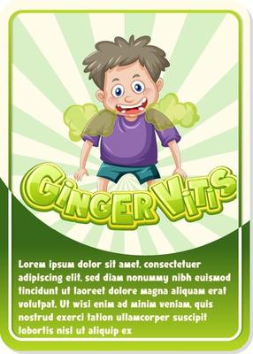 Character game card template with word Ginger Vitis