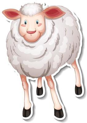 Sticker design with cute sheep cartoon character