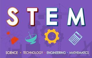 STEM education logo banner with purple background vector