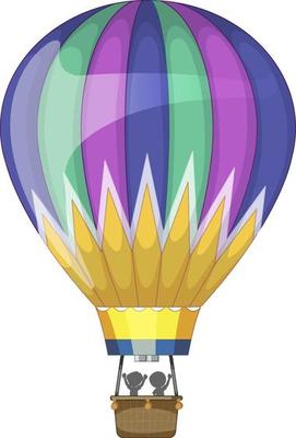 Colourful hot air balloon in cartoon style isolated