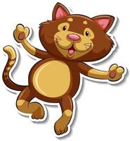 A sticker template of cat cartoon character vector