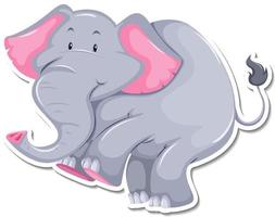 A sticker template of elephant cartoon character vector