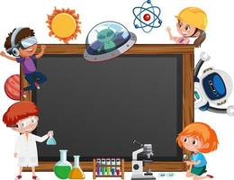 Empty blackboard with kids in technology theme vector