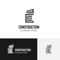 Building logo construction with solid style vector