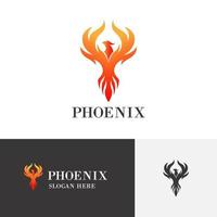Flying Phoenix. Fire Bird Logo design vector template