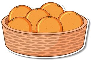 Sticker basket with many oranges vector