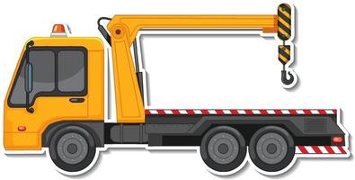 Sticker design with side view of tow truck isolated vector